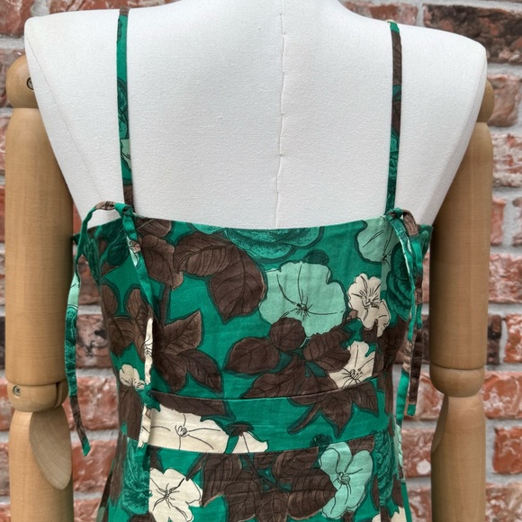 Moulinette de Soeurs Anthropologie green floral sleeveless sundress / 2 / EUC - Picture 9 of 17